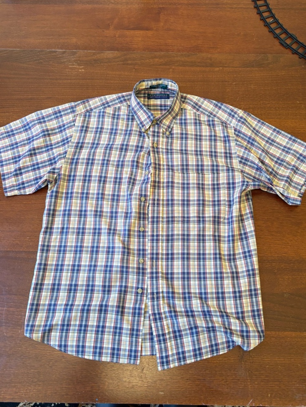 Claybrooke Short-Sleeve Plaid Multicolor Button-Down Shirt Mens Size M